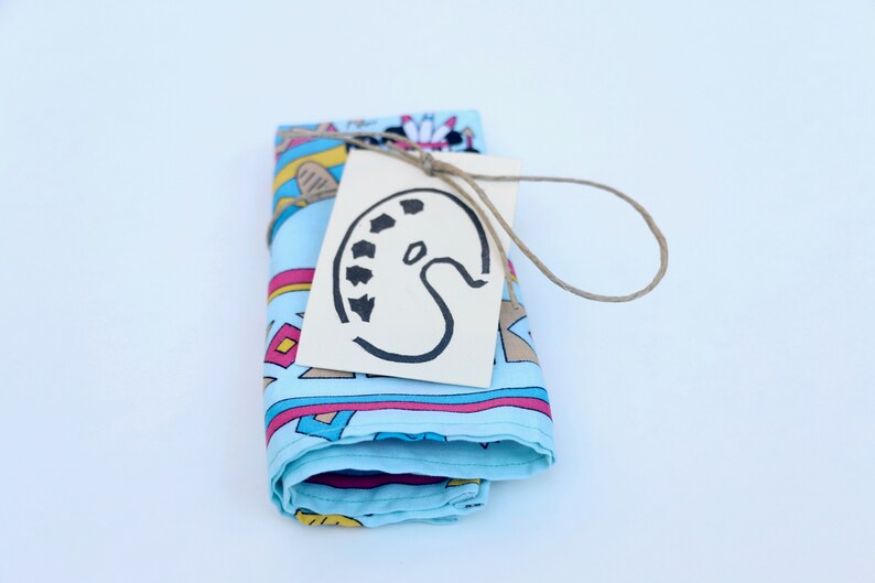 Handmade Dancing Native American Panda Bears Print Pocket Square Handkerchief