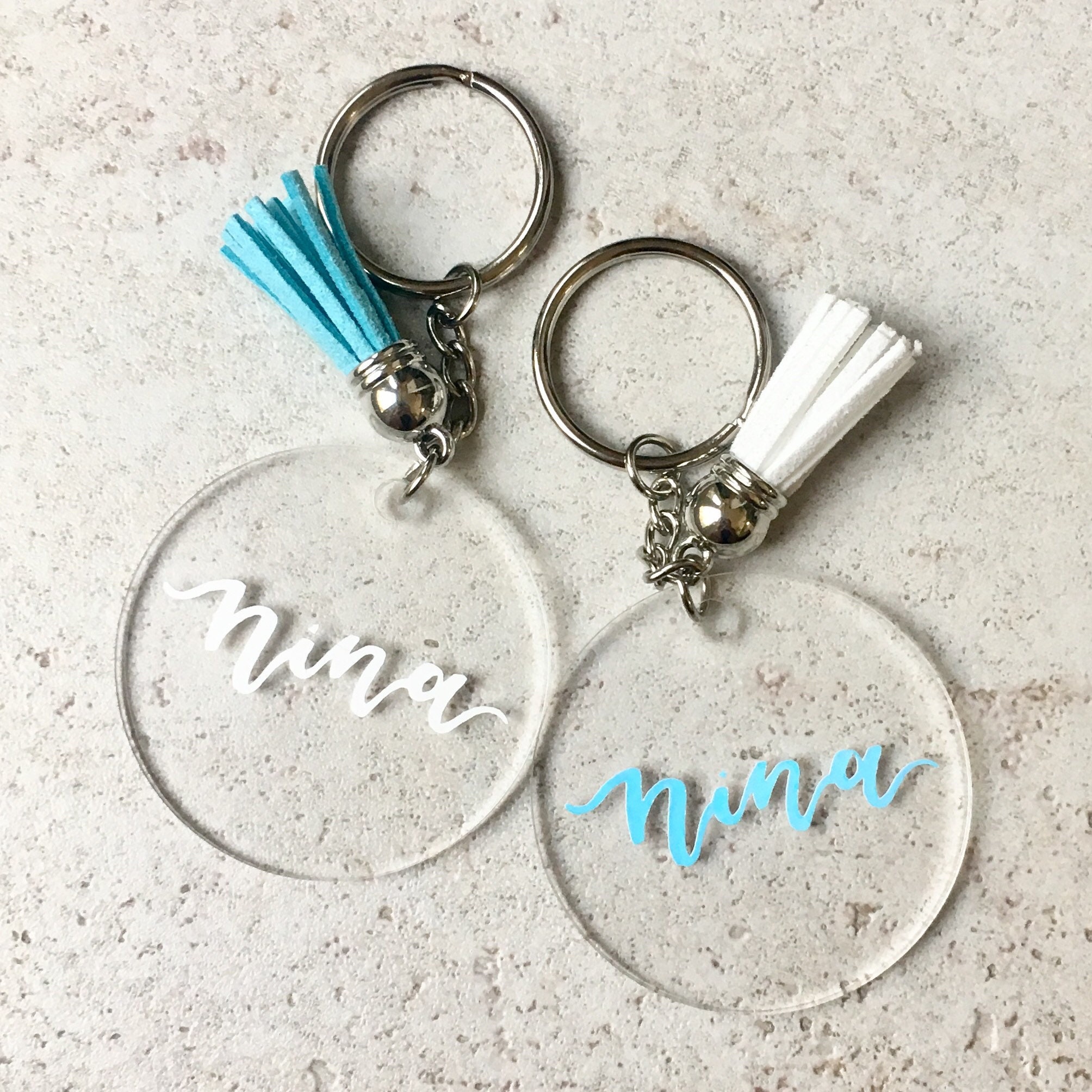 Custom Lettered Acrylic Keychains Etsy
