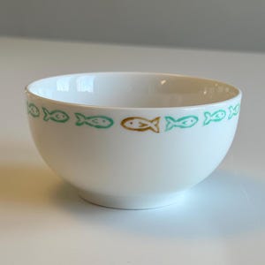 Sea foam Green & Gold Fishies Hand-painted Mini Bowl