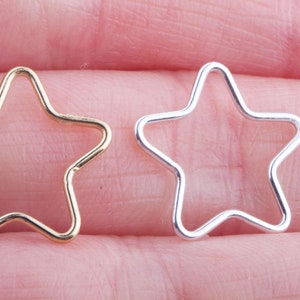 Set of 5 - 16mm Gold Filled, Silver Star Connectors, Permanent Jewelry Supplies, 16mm Wire Star Link, Bulk Permanent Jewelry Connectors