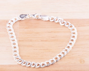 Bracciale con ciondoli a doppia maglia fantasia in argento sterling 925, crea il tuo bracciale con ciondoli, bracciale con ciondoli da donna da 5 a 8 pollici