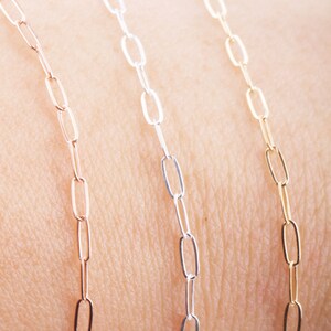 4mm x 2mm Paperclip Chain by Foot, Elongated Links in Silver, Gold Filled, Rose Gold Filled, For Permanent Jewelry Supplies, Bulk Chains