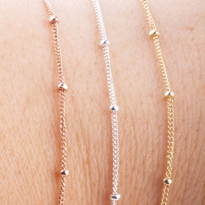 1mm Curb Satellite Chain by Foot in Silver, Gold Filled, Rose Gold Filled, Dainty Satellite Chains, Wire To  Finish Chain, Satellite Curb