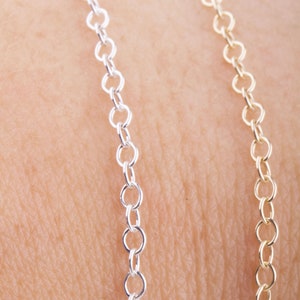 Round Oval Cable Chain in Sterling Silver and Gold Filled For Permanent Jewelry, Charm Bracelet, Dainty Chain for Permanent Bracelet