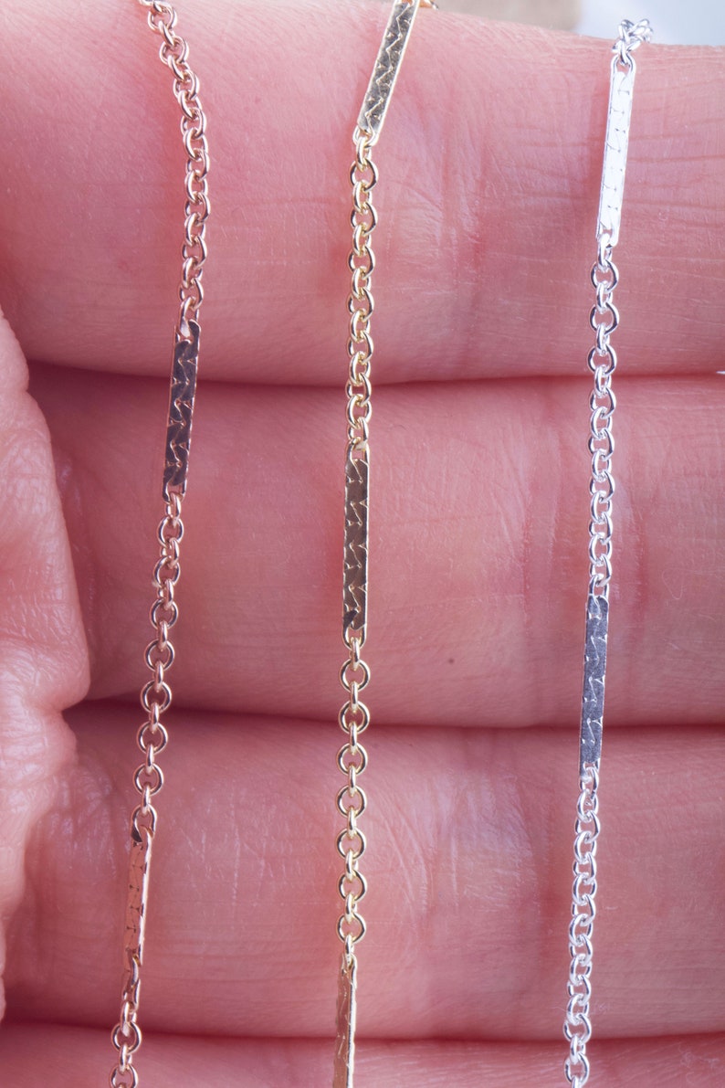 Bar and Cable Link Chain by Foot in Gold Filled Sterling Etsy