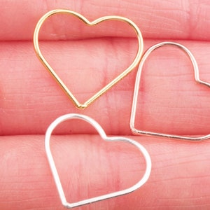Set of 5 - Large Heart Wire Connector - Gold Filled, Sterling Silver, Rose Gold Filled For Permanent Jewelry, Heart Connector for Necklace