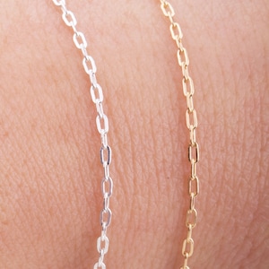 Tiny Paperclip Chain By Foot in Gold Filled, Sterling Silver, Rose Gold Filled, Elongated Flat Cable, Permanent Jewelry Chain Supplies