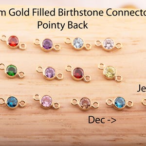 3 mm - 14K Gold gefüllte CZ Geburtsstein Verbinder, Top-Qualität Zirkonia Lünette Charme, permanente Schmuck Versorgung, CZ Birthstone Verbinder