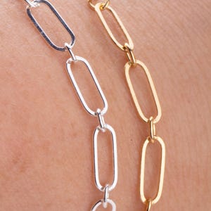 Flat Oval Paperclip Chain: Gold Filled or Sterling Silver, Permanent Jewelry Bracelet - By The Foot