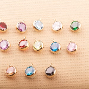 6mm - 90 DEGREE Loop Birthstone 14K Gold Filled Charm Drop, Top Quality Cubic Zirconia Bezel, CZ Drop Charms, Permanent Jewelry Findings