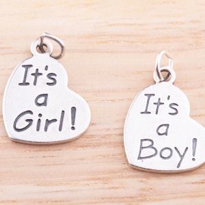 Sterling Silver Baby Shower Charm: It&#39;s a Girl, It&#39;s a Boy (20mm)