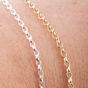 Tiny Rolo Oval Chain By Foot in Silver, Gold Filled, Permanent Jewelry Chain Gift for Wife, Mom, Teenagers, Dainty Rolo Bracelet Chains