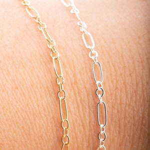 5mm x 2mm Wire Long and Short Chain by Foot in Sterling Silver, Gold Filled, Great for Permanent Jewelry, Bracelets, Bulk Chain Supplies