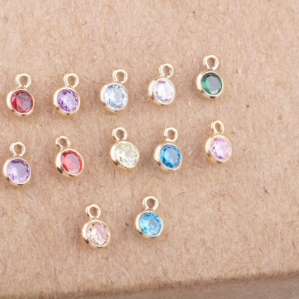 3mm - 14K Gold Filled Birthstone Charms, Top Quality Cubic Zirconia Bezel Charm, Permanent Jewelry Supply,  Bulk Wholesale Birthstone Charms