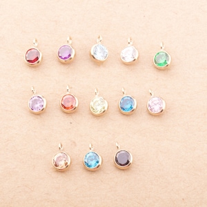 4mm - 14K Gold Filled Birthstone 90 Degree Loop Drop Charms, AAA Top Quality Cubic Zirconia Bezel Charm, Permanent Jewelry, CZ Drop Charm