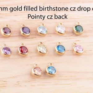 4 mm - 14 kt gold filled CZ geboortesteen druppelbedel, topkwaliteit zirkonia bezel bezel, permanente sieradenvoorraad, bulk CZ geboortesteen bedel