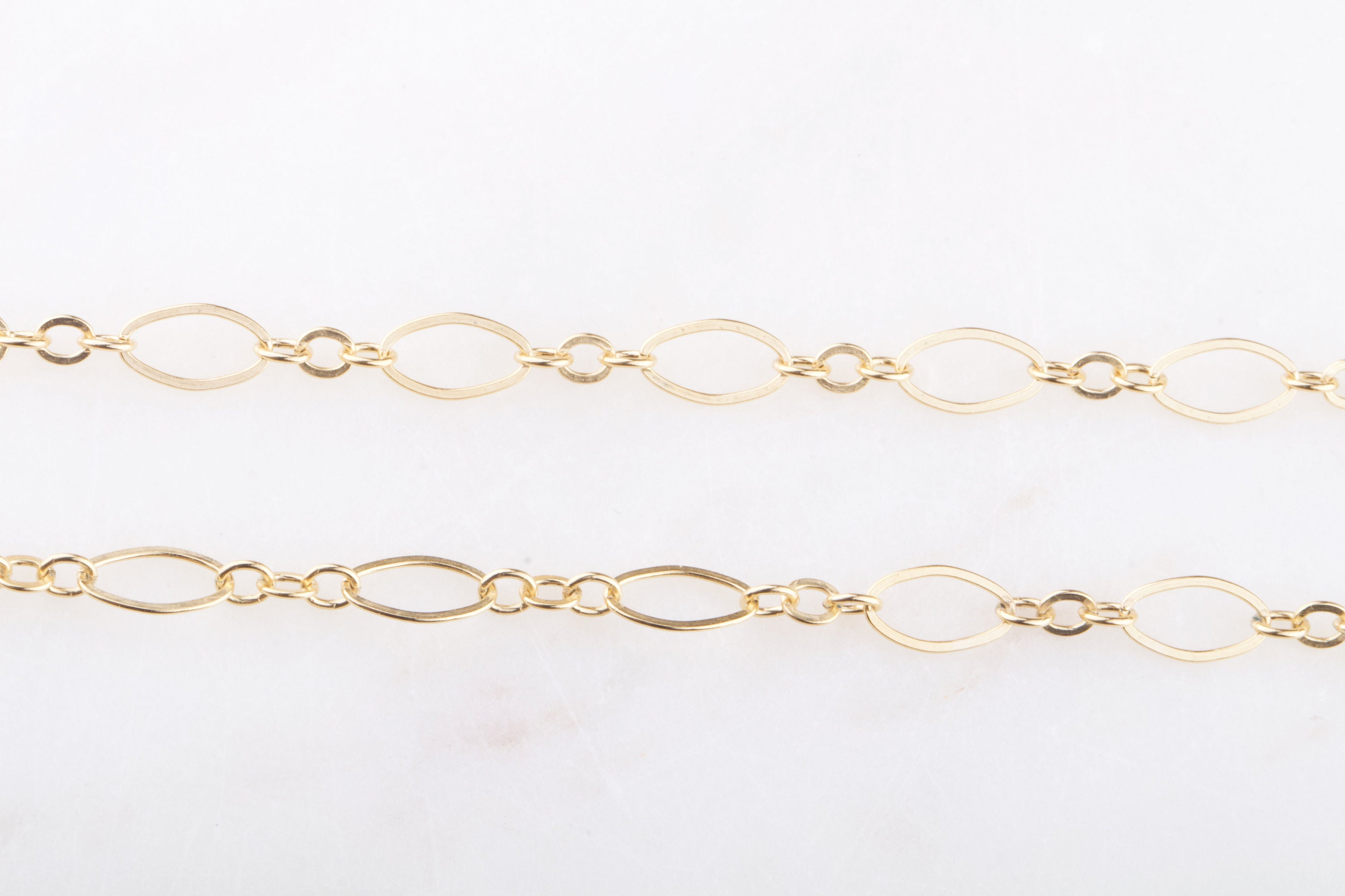 Oval With 3 Links Chain by Foot in Gold Filled Sterling - Etsy