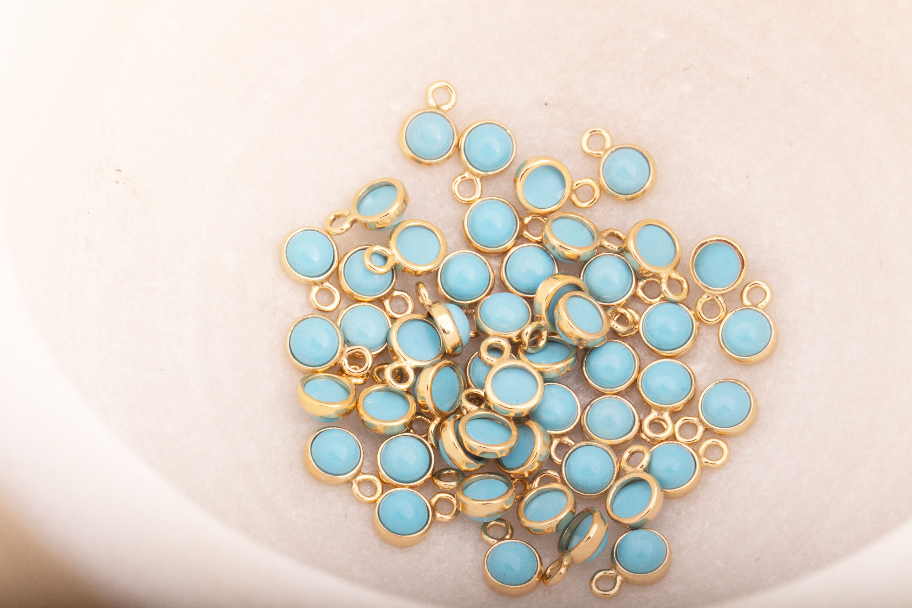 Set of 5- 3mm Turquoise, Black Onyx, Blue Opal, White Opal