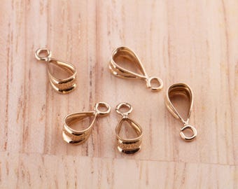 5 pieces - 14K Gold Filled Small Bail With Open Parallel Ring for Charm, Pendant, Small Pendant Bails, Open Loop Pendant Bail, Gold Bail