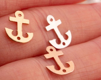 Anchor Stamping Connector Charm in Silver, Gold Filled or Rose, Permanent Jewelry Connector Charm, Bracelet Connector, Anchor Charm Links