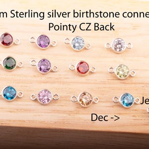 4 mm - Sterling Silber Birthstone Anschlüsse für die Herstellung von Armband, AAA Top Qualität Zirkonia Lünette, permanente Schmuckzubehör, hergestellt in den USA