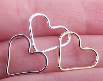 Set of 5 - Heart Connectors in Gold Filled, Sterling Silver, Rose Gold Filled, Great for Permanent Jewelry,  Heart Permanent Jewelry Supply