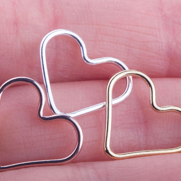 Set of 5 - Heart Connectors in Gold Filled, Sterling Silver, Rose Gold Filled, Great for Permanent Jewelry, Permanent Jewelry Supplies, 15mm