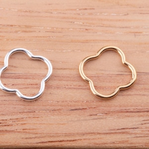 Flower Connector, Clover Wire Link Connector in Sterling Silver, Gold Filled for Permanent Jewelry, 10mm Flower Link, USA made, Wire Link
