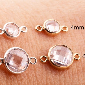 FLATBACK 4 mm of 6 mm zilver- of goudgevulde topkwaliteit CLEAR CZ-dambordconnector, schakel tussen ring met zirkonia, permanente sieradenvoorraad
