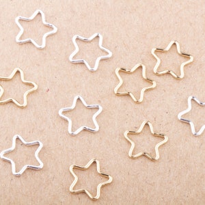 Set of 5 Small Star Wire Connectors, Permanent Jewelry Supplies, 10mm Thick Wire Star Link, For Permanent Jewelry, Wholesale Jewelry, Star