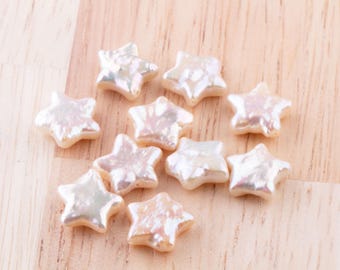 10mm Champagne Star Freshwater Pearls: Diagonal Drilled, AA Grade (10 Pieces)