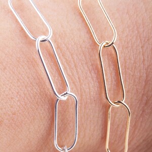 15mm x 6mm Round Wire Paperclip Chain By Foot in Gold Filled, Sterling Silver, Elongated, Bulk Wholesale Chain Supplies Permanent Jewelry