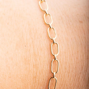 Gold Filled and Sterling Silver Paperclip Chain by Foot, Rectangle Paperclip Chain, For Permanent Bracelet, Anklet, Rectangle Cable Chain