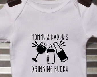 Mommy & Daddy's Drinking Buddy - Baby Bodysuit - Toddler Shirt - Kids T-Shirt - Infant Bodysuit