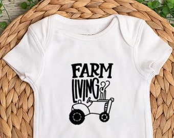 Farm Living Baby Bodysuit or Toddler Shirt - Infant Bodysuit - Kids T-Shirt - Great baby shower gift!