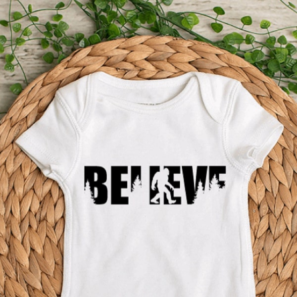 Believe Bigfoot - Baby Bodysuit - Toddler Shirt - Kids T-Shirt - Infant Bodysuit - Sasquatch