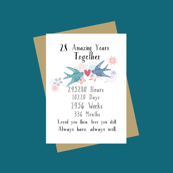 28 Years Anniversary Card - Etsy
