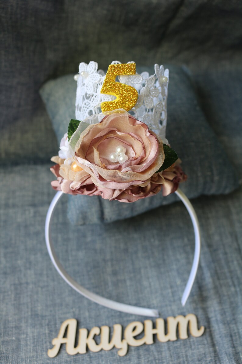 Baby Flower Crown Birthday Crown Baby Crown of lace 1st birthday Princess Crown Baby Girl Crown Flower Girl Crown Mini Crown Headband Crown