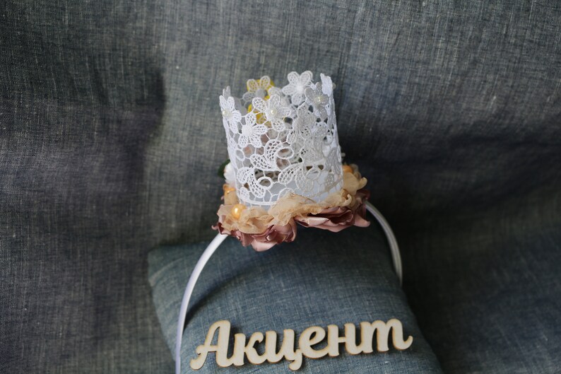 Baby Flower Crown Birthday Crown Baby Crown of lace 1st birthday Princess Crown Baby Girl Crown Flower Girl Crown Mini Crown Headband Crown