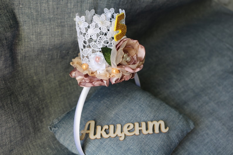 Baby Flower Crown Birthday Crown Baby Crown of lace 1st birthday Princess Crown Baby Girl Crown Flower Girl Crown Mini Crown Headband Crown