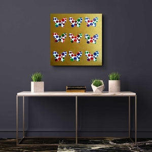 Jim Richards original modern gold butterfly spray paint contemporary Yayoi Kusama style pop art painting dots signed WATCH VIDEO image 3