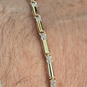 Impresionante pulsera de tenis vintage de los años 80-90 para mujer, de oro amarillo de 10k, con 19 diamantes naturales auténticos y 7 pulgadas de largo. ¡Un look precioso! VER VIDEO