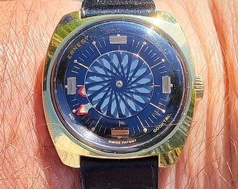 1960s ERNEST BOREL Men's Cocktail Watch Kaleidoscope Dial