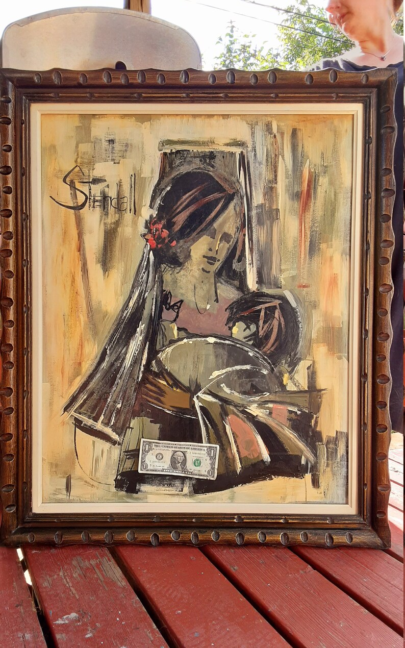Superb Rare Find 1960s Vintage Retro Mid Century Portrait Oil Painting ...