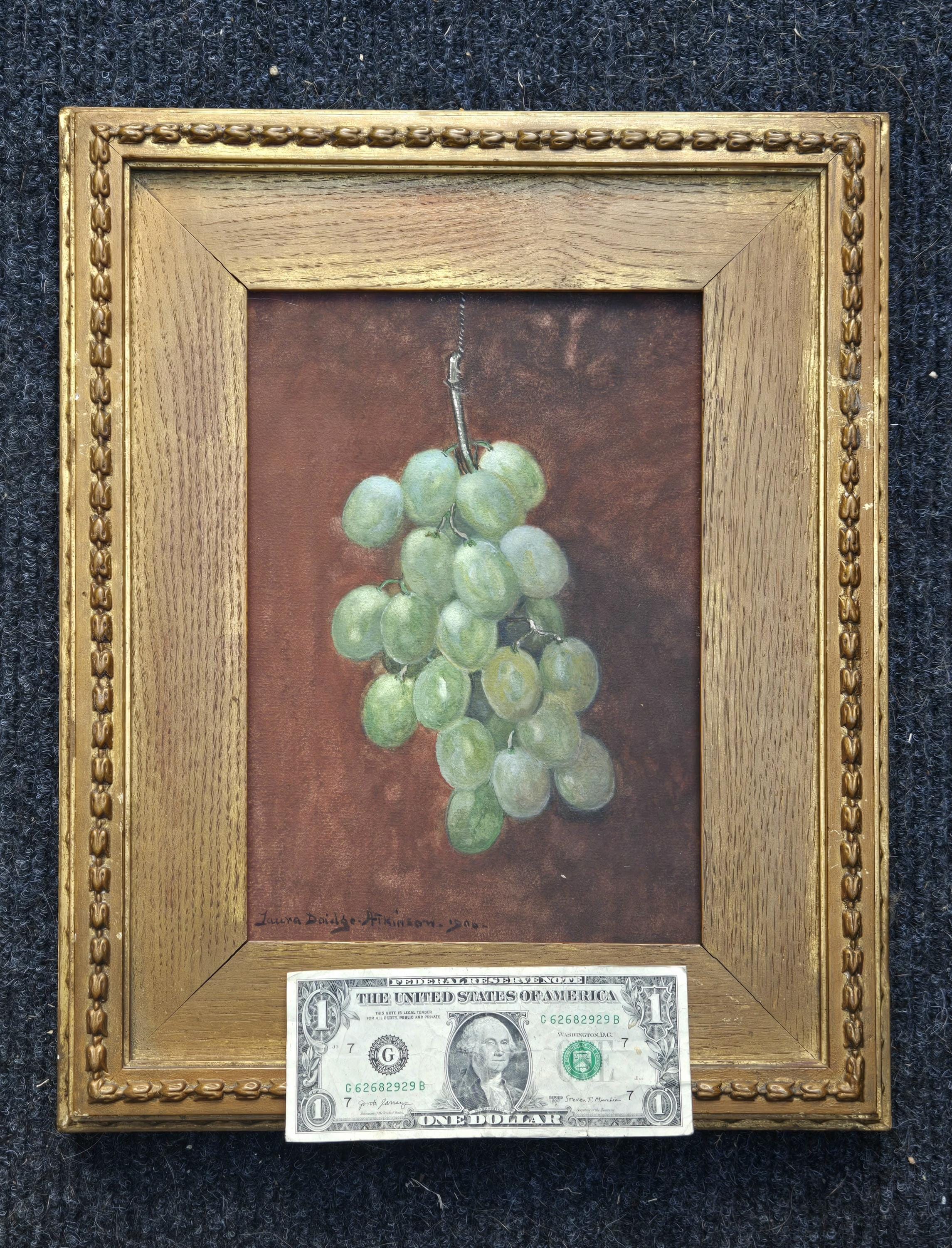 1900年代頃の壮大なエステート。ブドウを描いた静物画の水彩画のペア