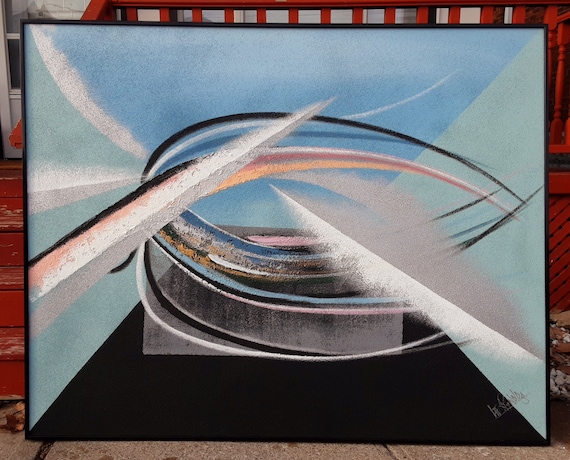 Vintage 1980s Huge Lee Reynolds Signed Retro Abstract