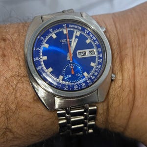 Rare Estate Find Vintage 1970s Seiko Automatic Chronograph Men&#39;s Watch 6139-6015 &quot;Bruce Lee&quot; Spectacular blue dial original band WATCH VIDEO