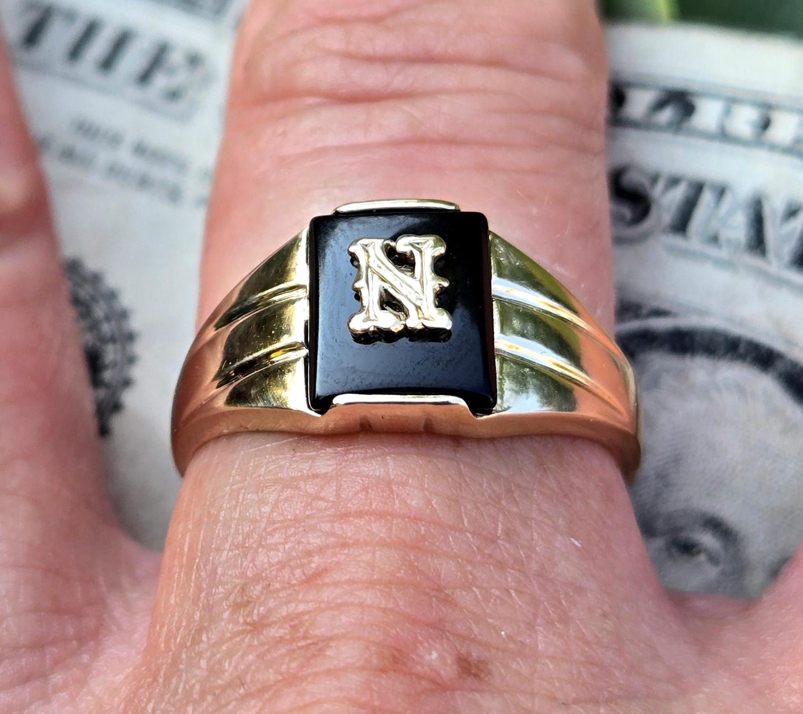 Killer Stunning Art Deco Style Superb 10k Yellow Gold Mens Ladies ...
