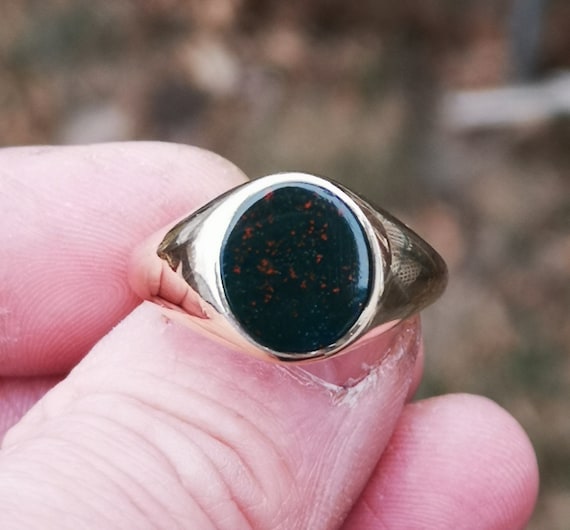 Mens gold 2024 bloodstone ring