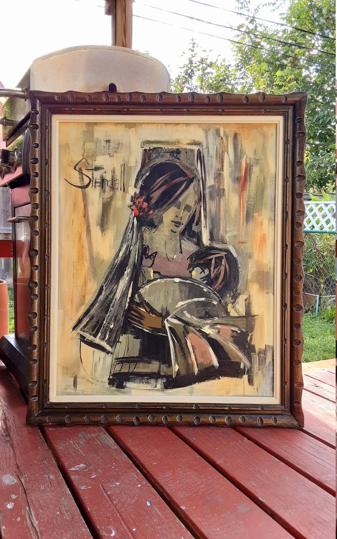 Superb Rare Find 1960s Vintage Retro Mid Century Portrait Oil Painting ...